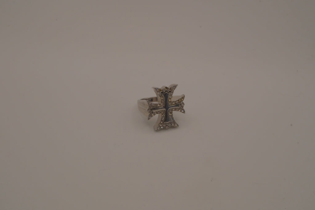 Silver tone Maltese cross ring