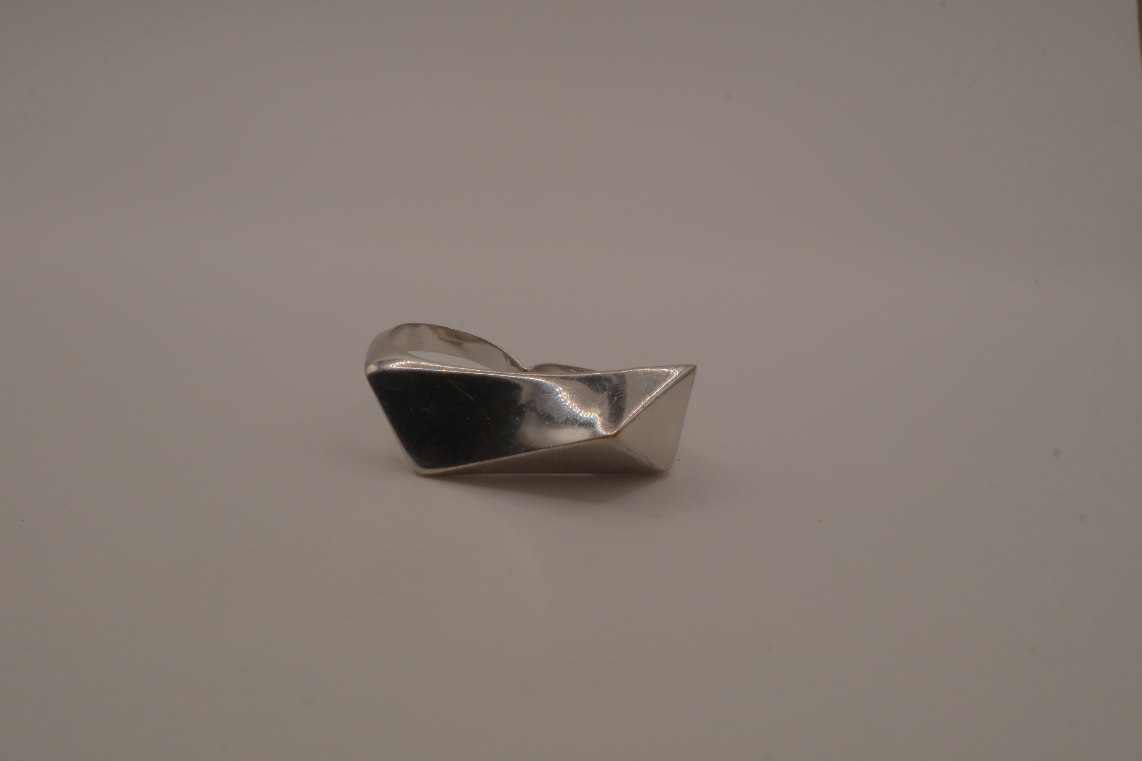 Modernist asymmetrical double finger ring