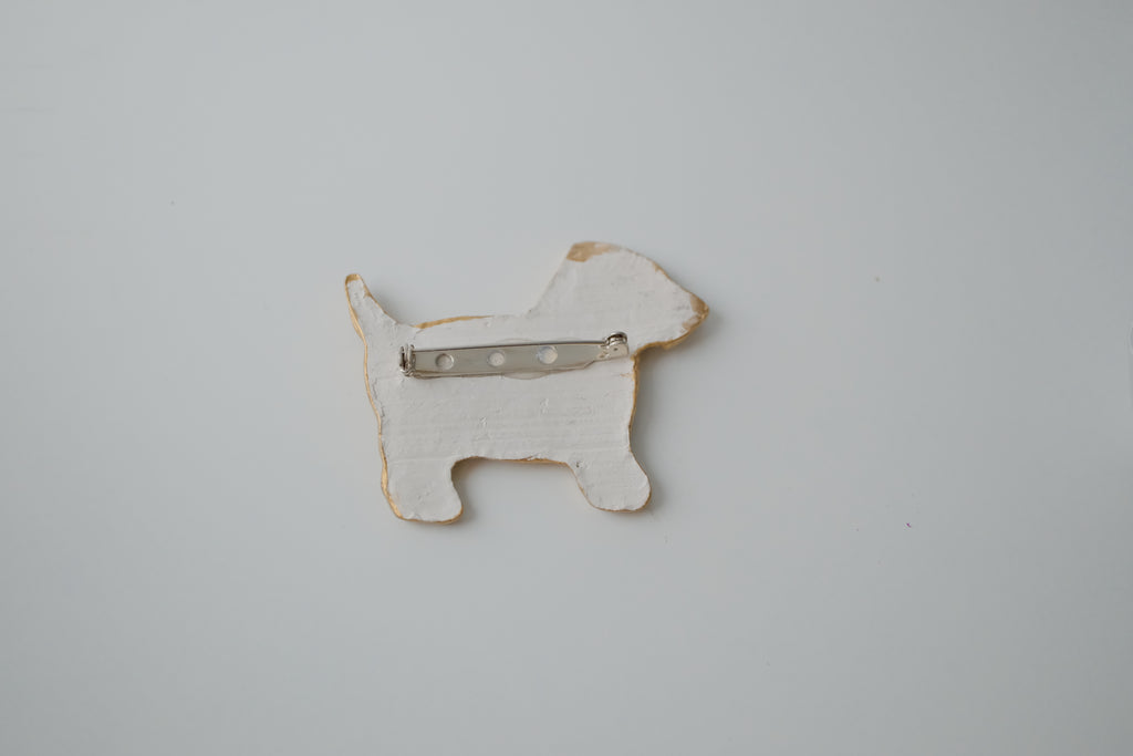 Vintage Textured Gold Tone Dog Brooch