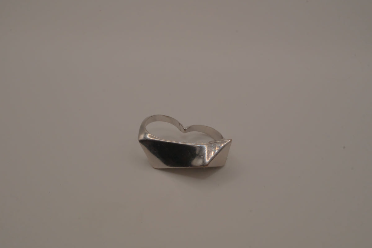 Modernist asymmetrical double finger ring
