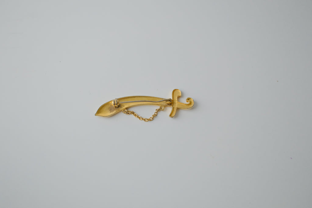 Vintage 1950s Damascene Sword Brooch