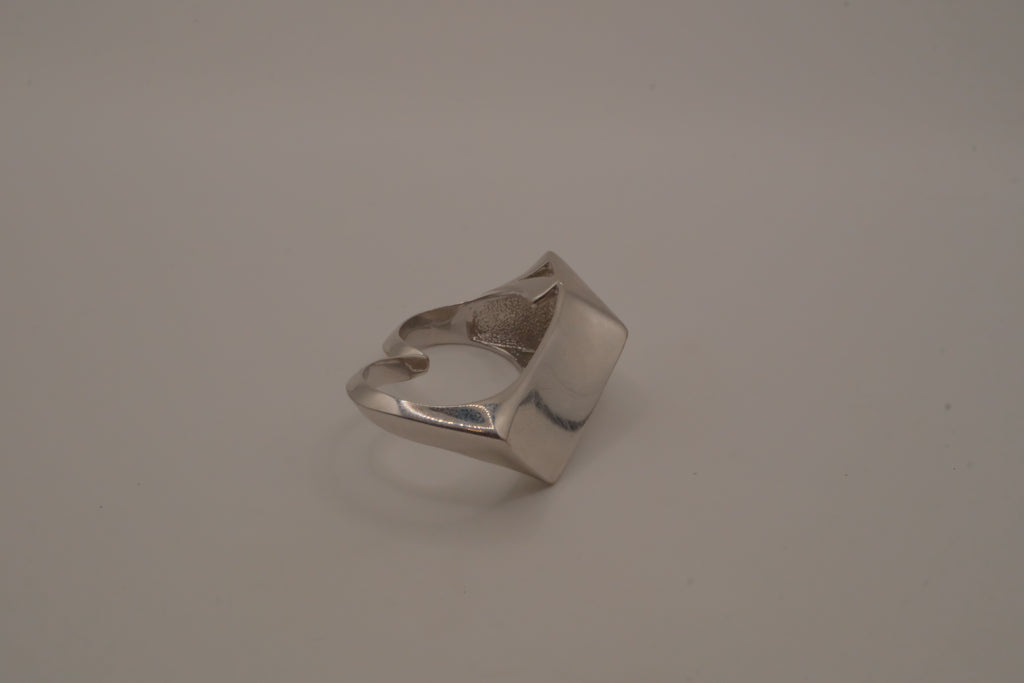 Modernist asymmetrical double finger ring