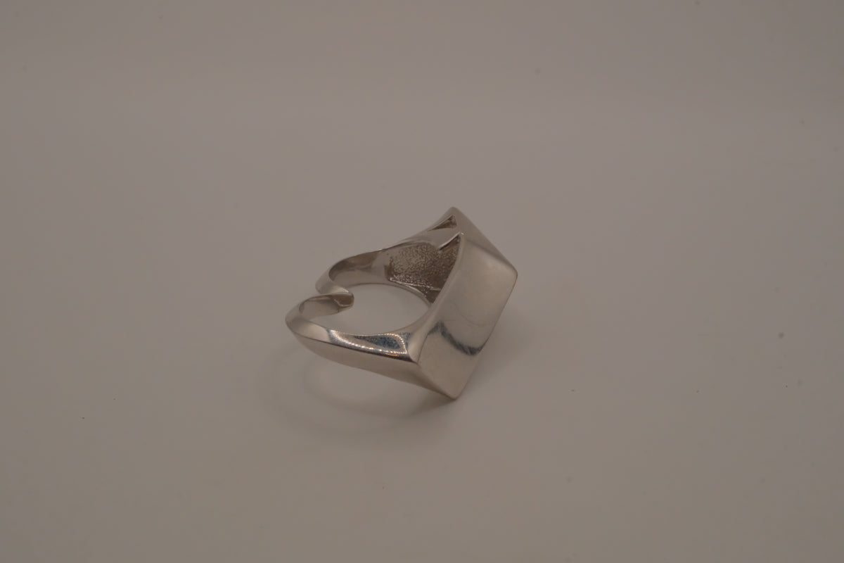 Modernist asymmetrical double finger ring