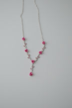 Vintage Pink Flower Crystal Necklace