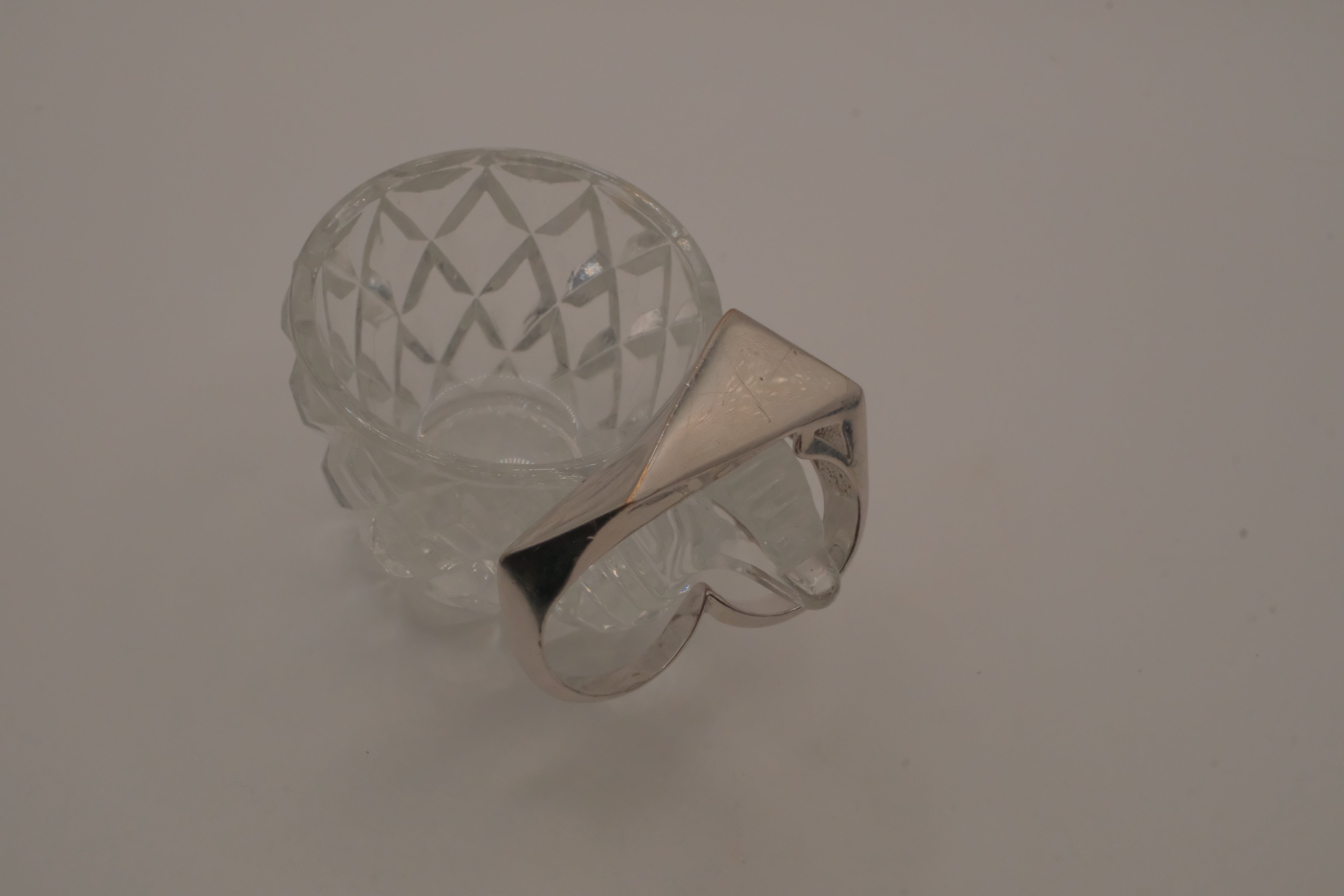Modernist asymmetrical double finger ring