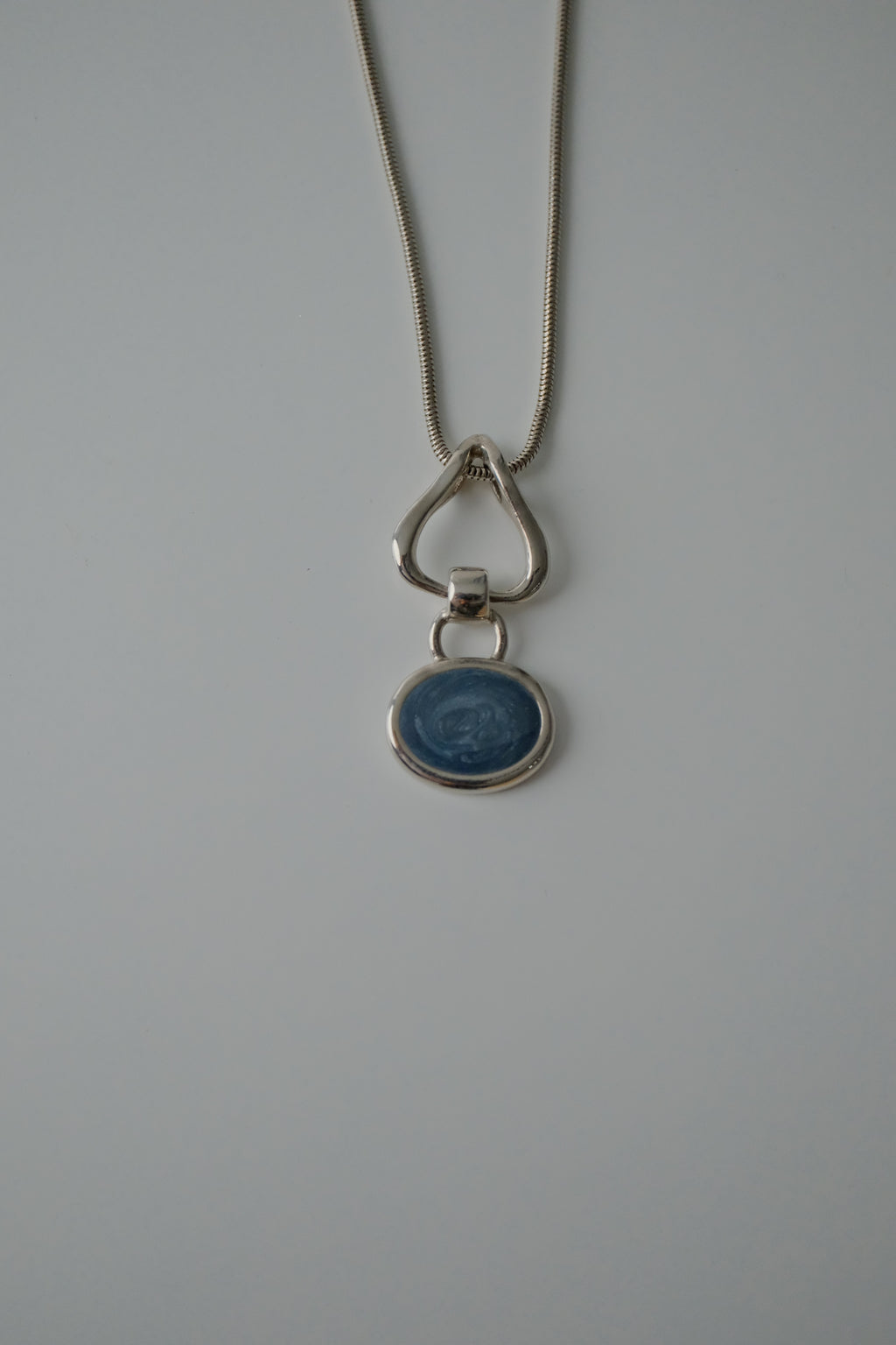 Vintage Blue Enamel Swirl Necklace