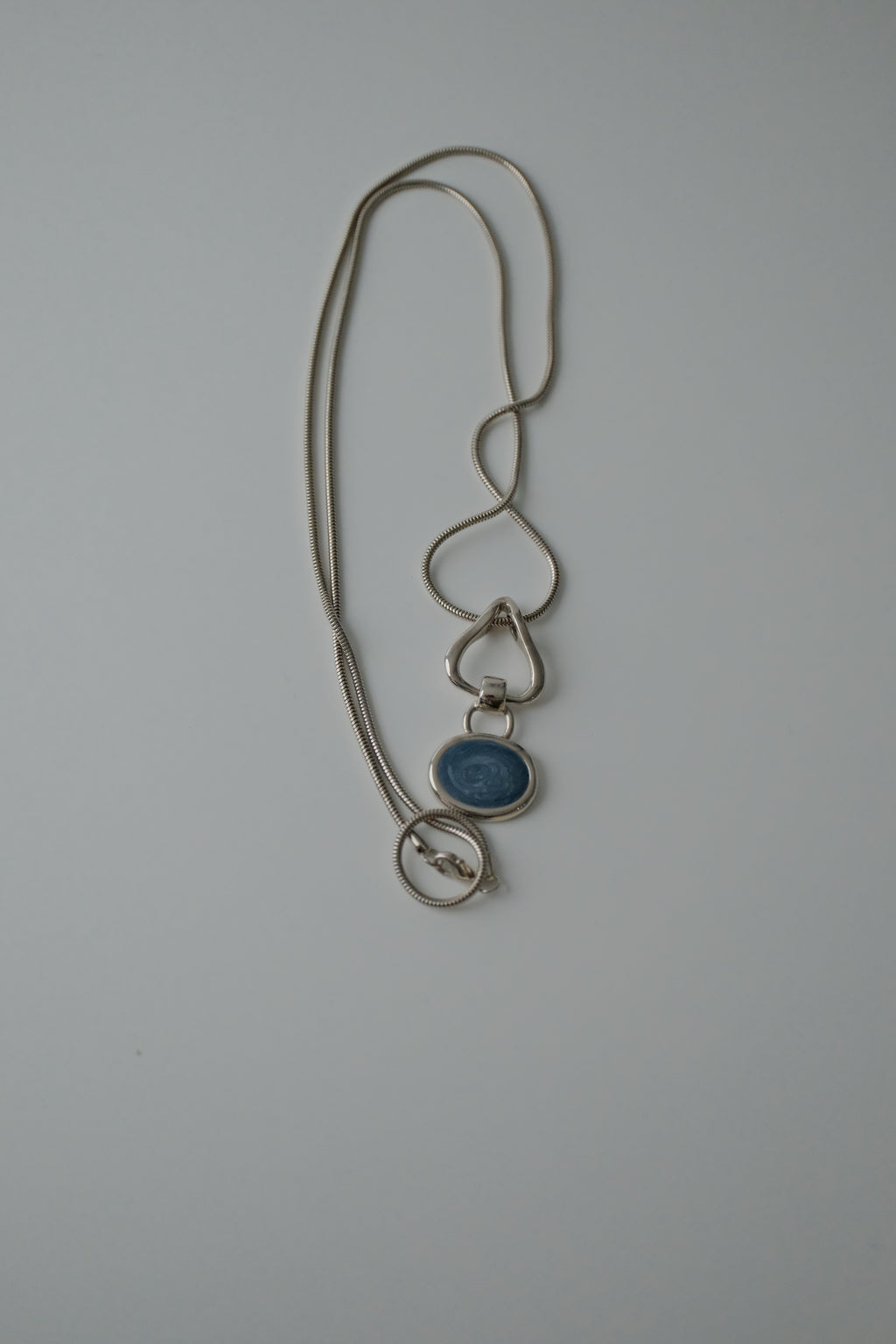 Vintage Blue Enamel Swirl Necklace