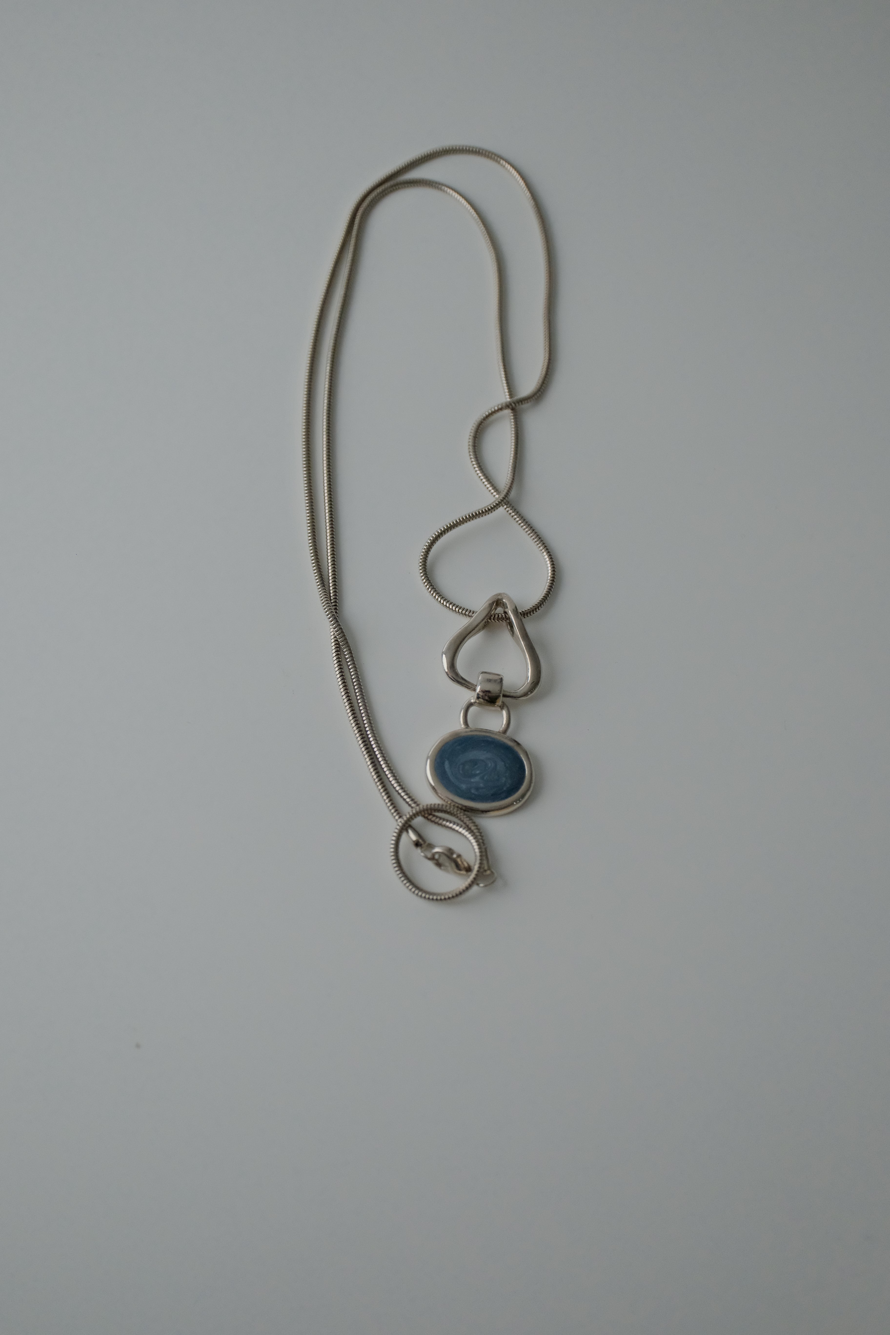 Vintage Blue Enamel Swirl Necklace