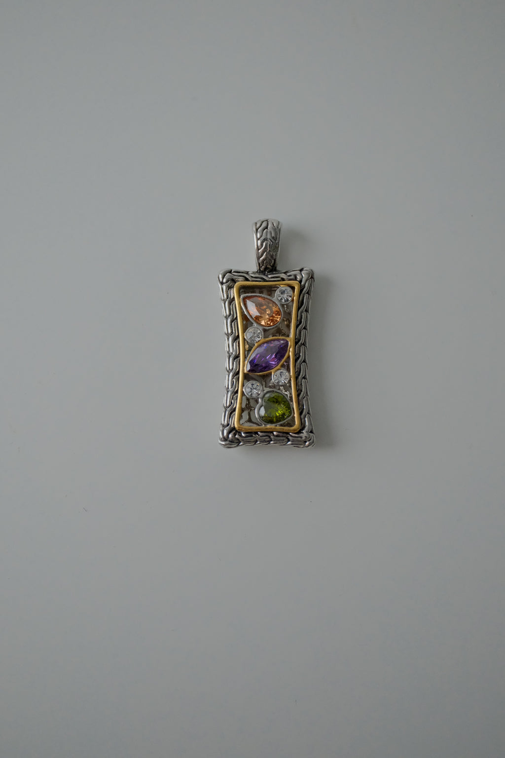 Vintage Two Tone Multi Stone Pendant