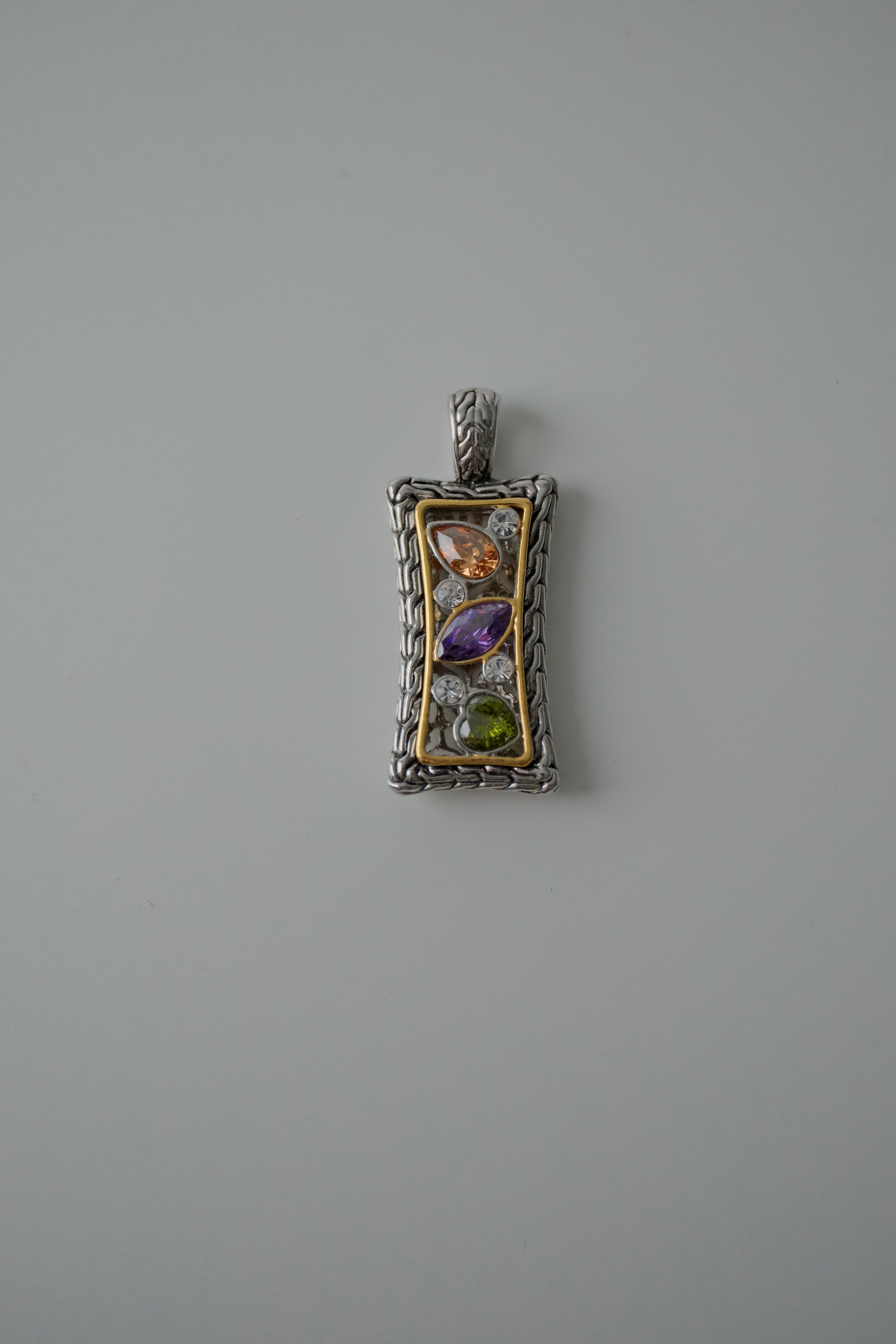 Vintage Two Tone Multi Stone Pendant