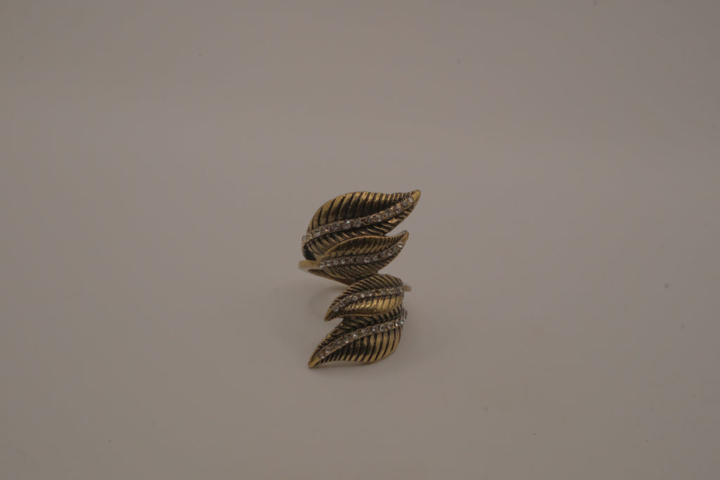 Antique Gold long leaf bypass ring