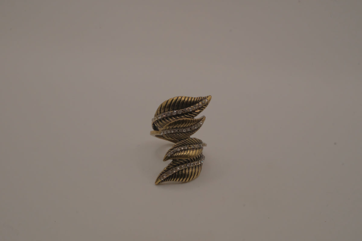 Antique Gold long leaf bypass ring