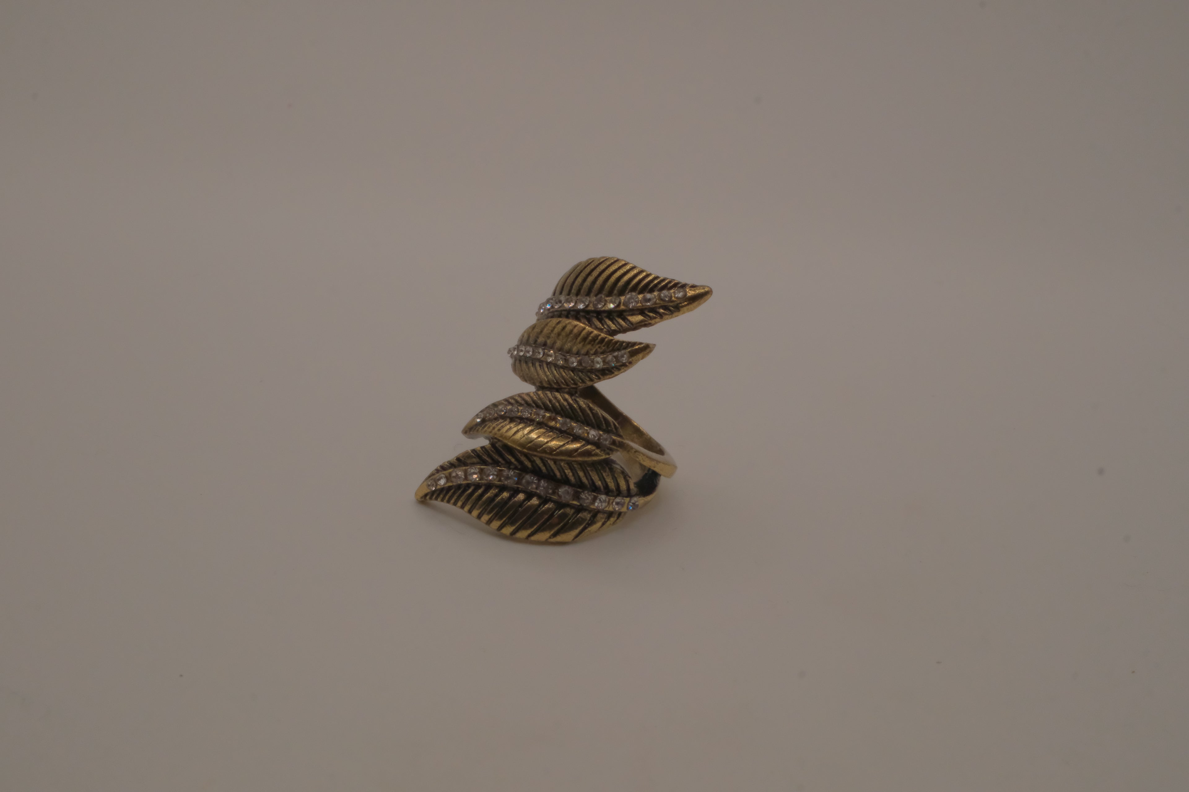 Antique Gold long leaf bypass ring