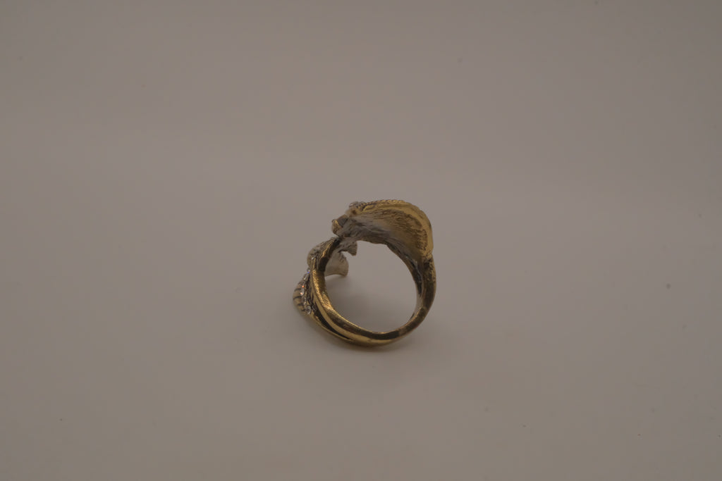 Antique Gold long leaf bypass ring