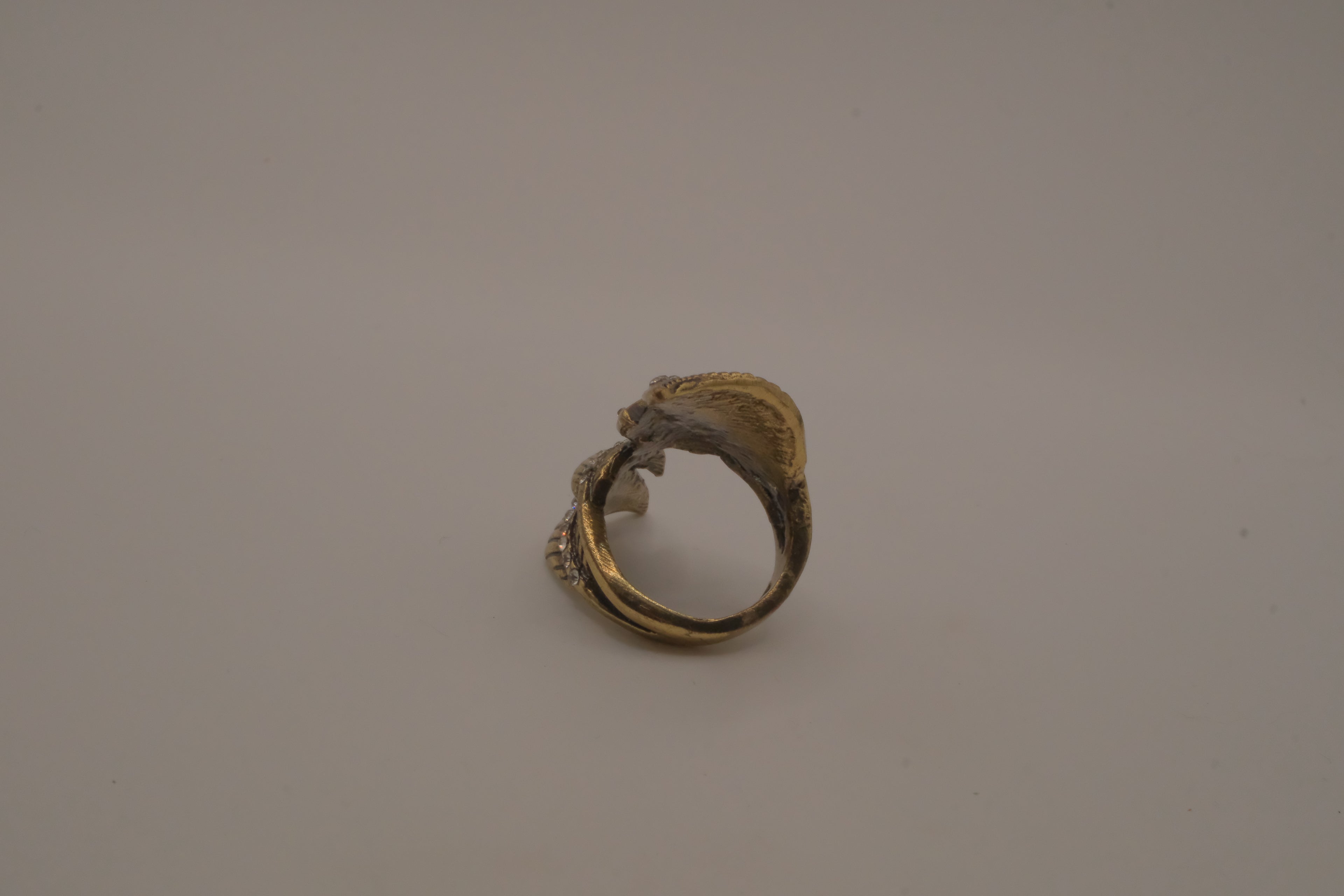 Antique Gold long leaf bypass ring