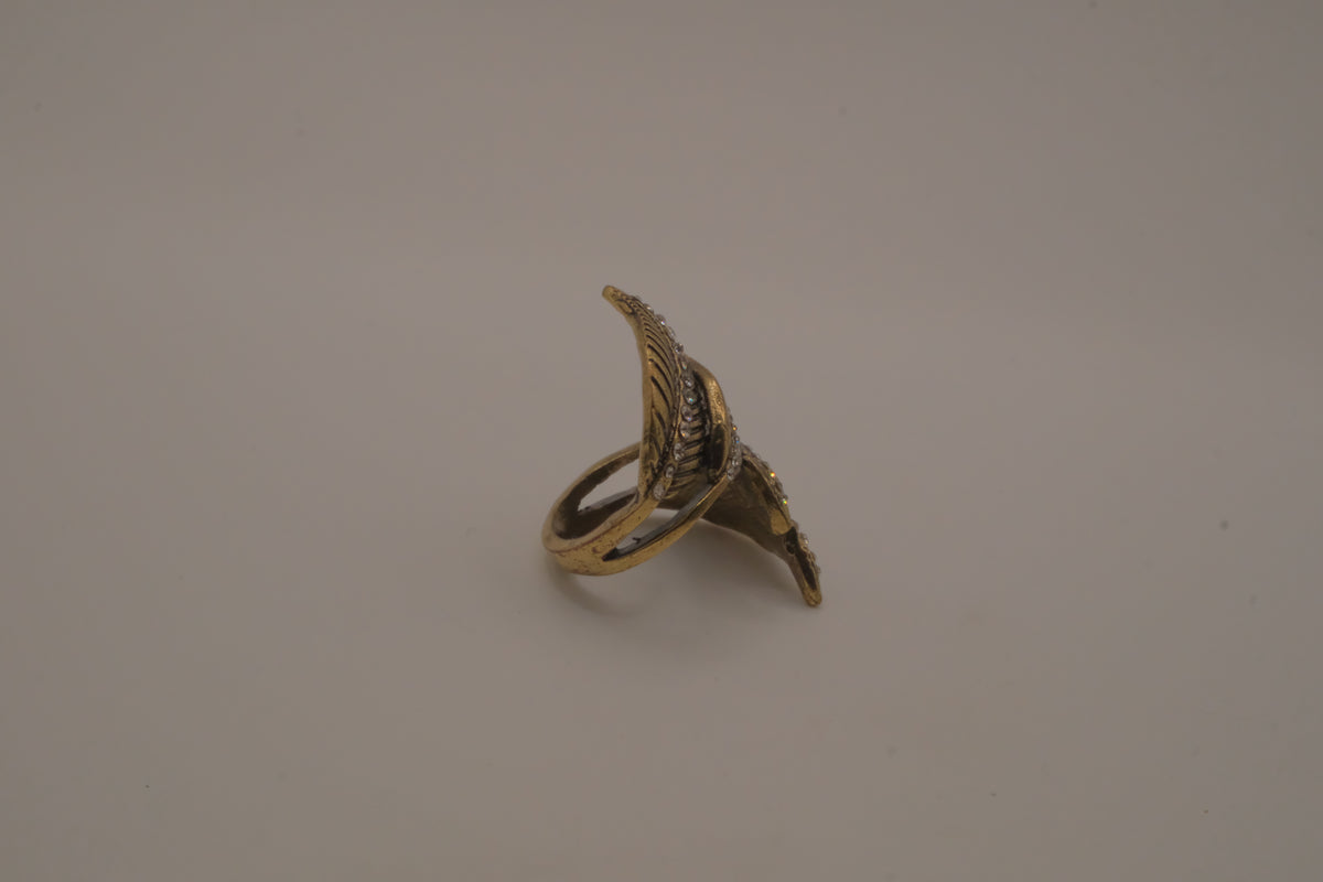 Antique Gold long leaf bypass ring