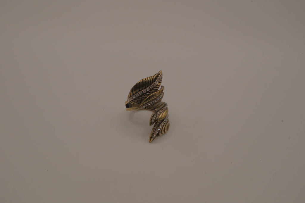 Antique Gold long leaf bypass ring