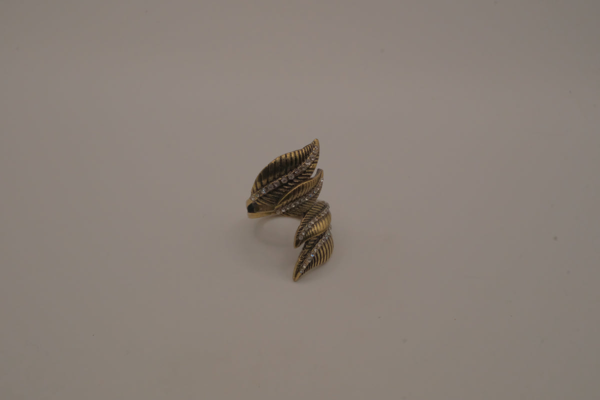 Antique Gold long leaf bypass ring