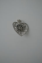 Vintage Filigree Heart with Pink Stone Pendant