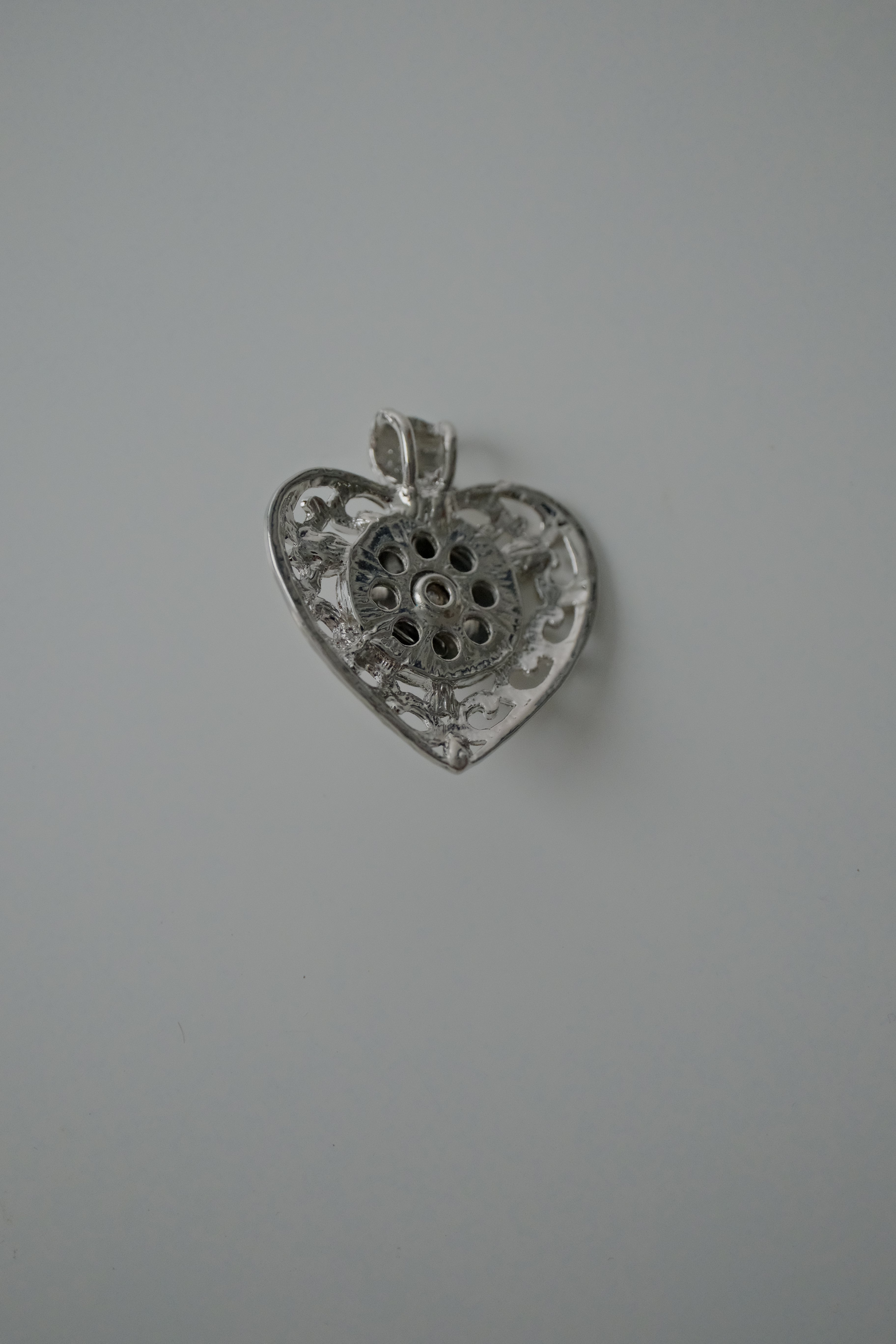 Vintage Filigree Heart with Pink Stone Pendant