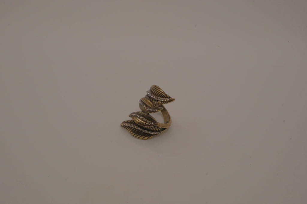 Antique Gold long leaf bypass ring