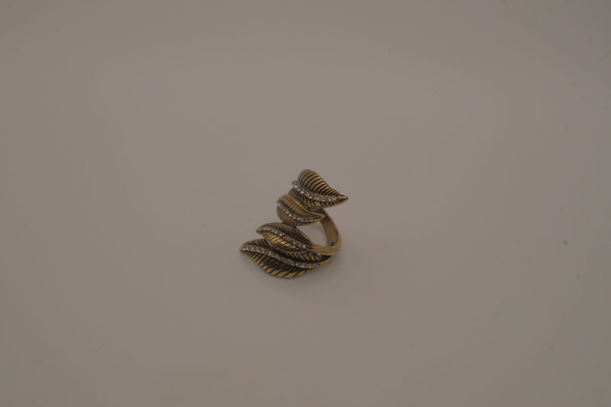 Antique Gold long leaf bypass ring