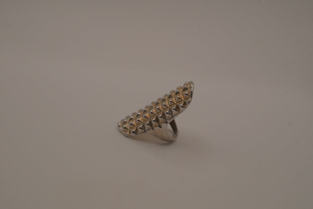 Geometric Textured Dome Statement Ring