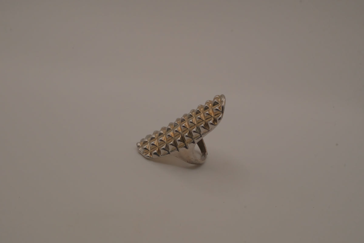 Geometric Textured Dome Statement Ring