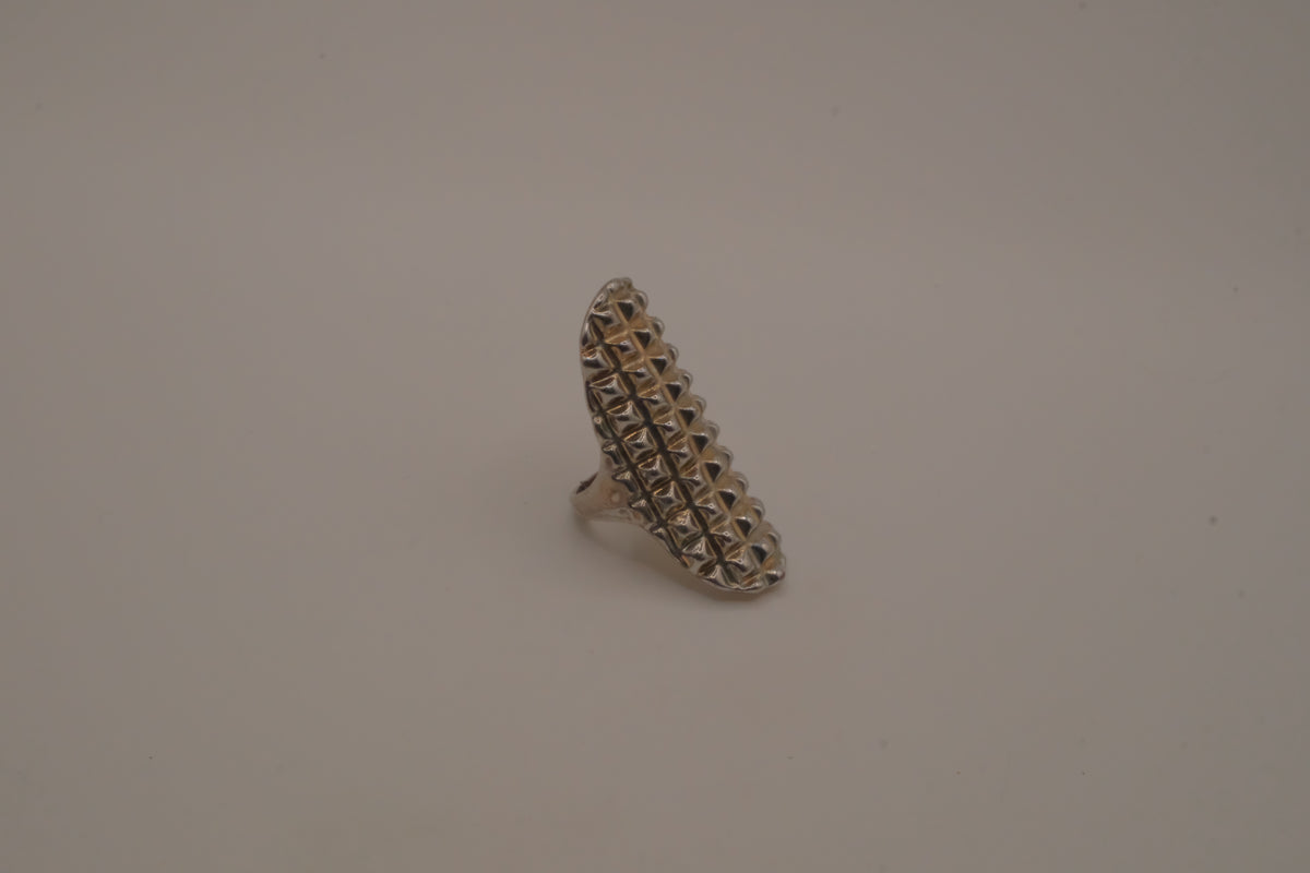 Geometric Textured Dome Statement Ring