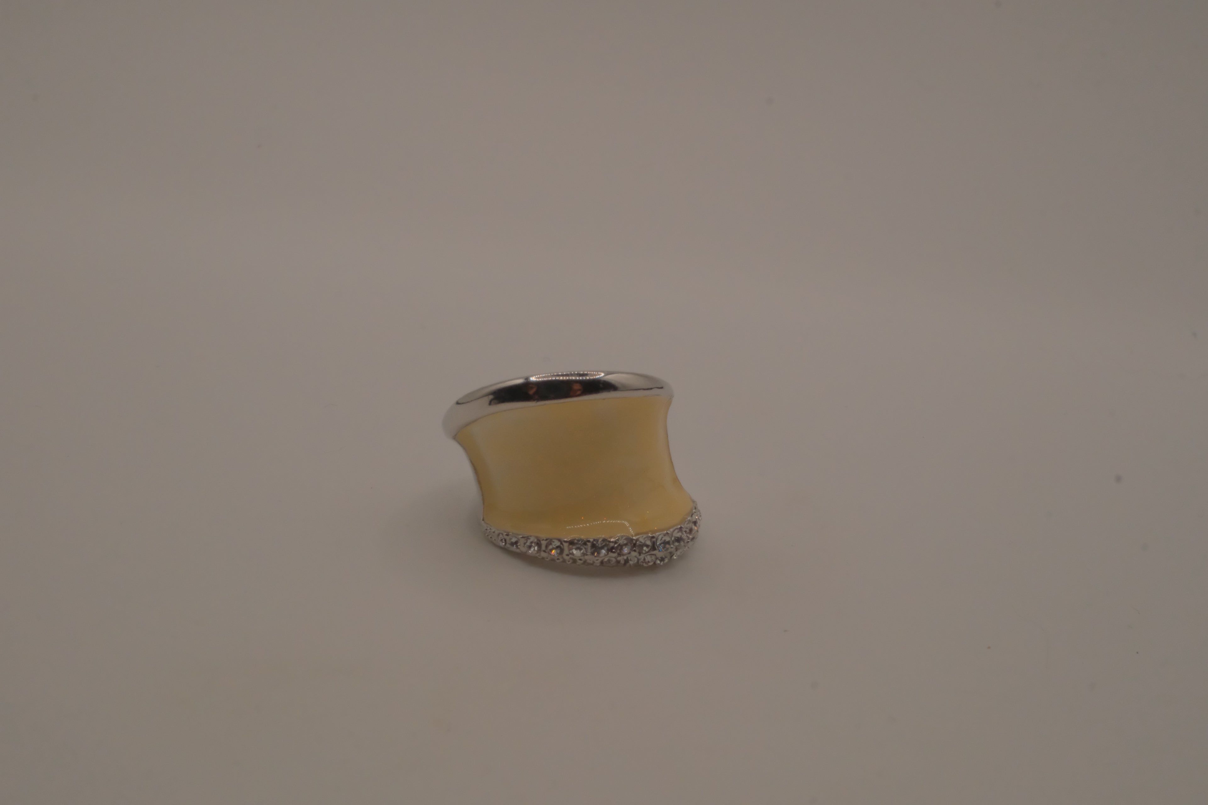 Vintage Cream enamel statement ring
