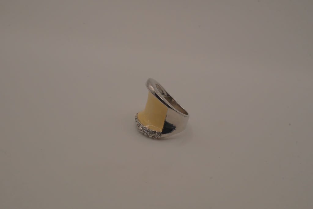 Vintage Cream enamel statement ring