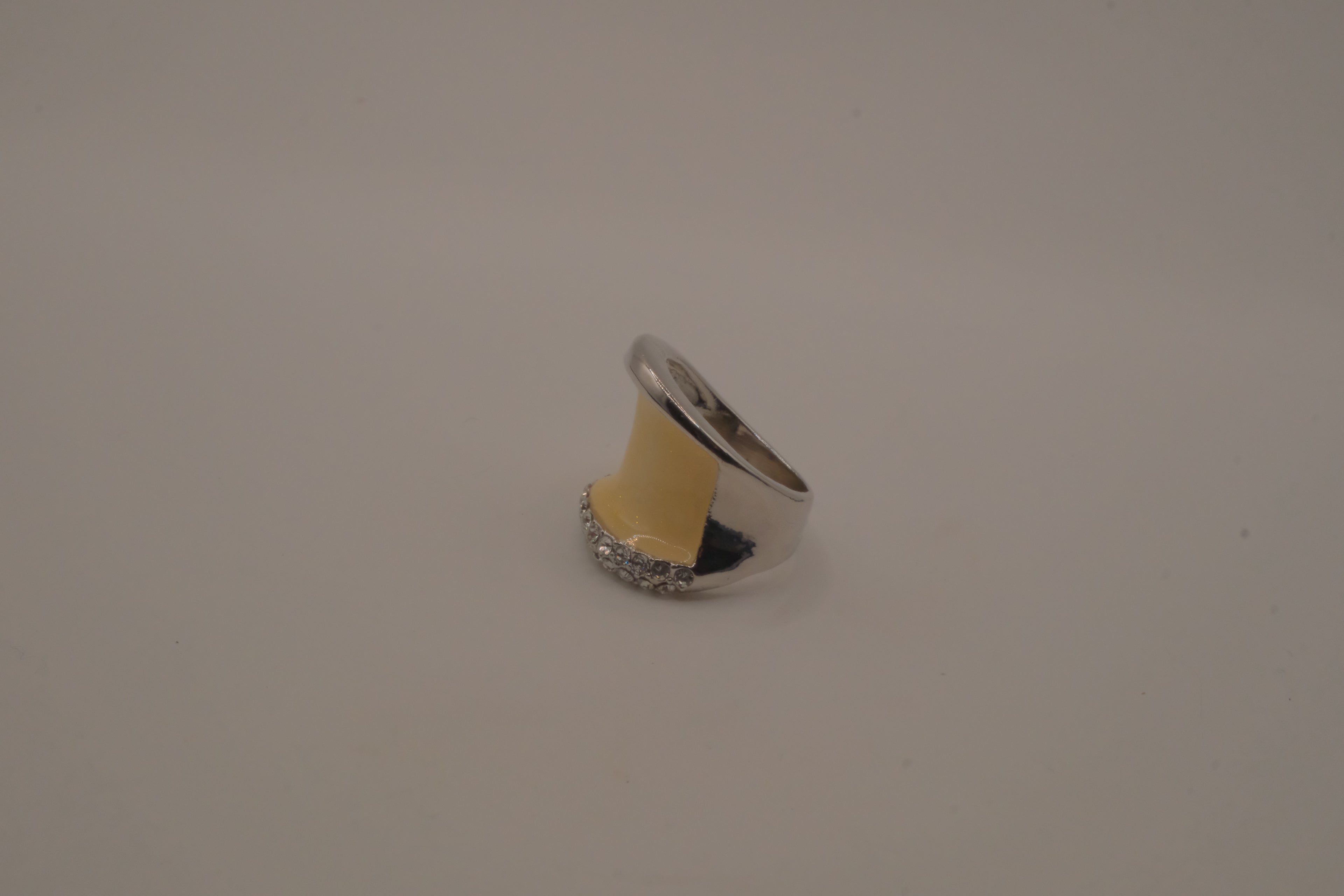 Vintage Cream enamel statement ring