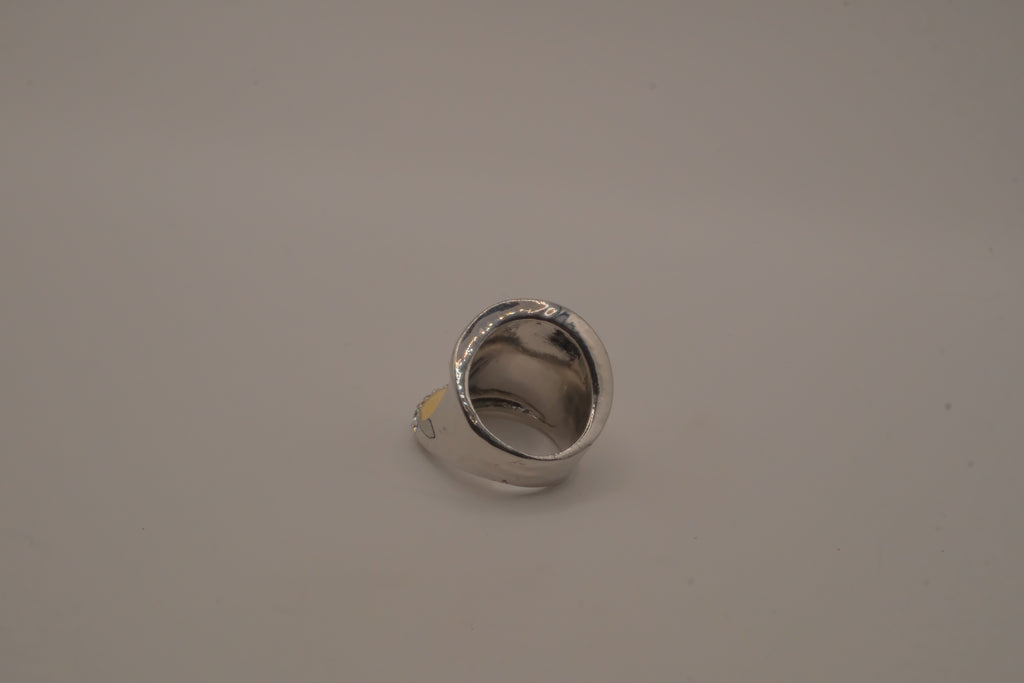 Vintage Cream enamel statement ring