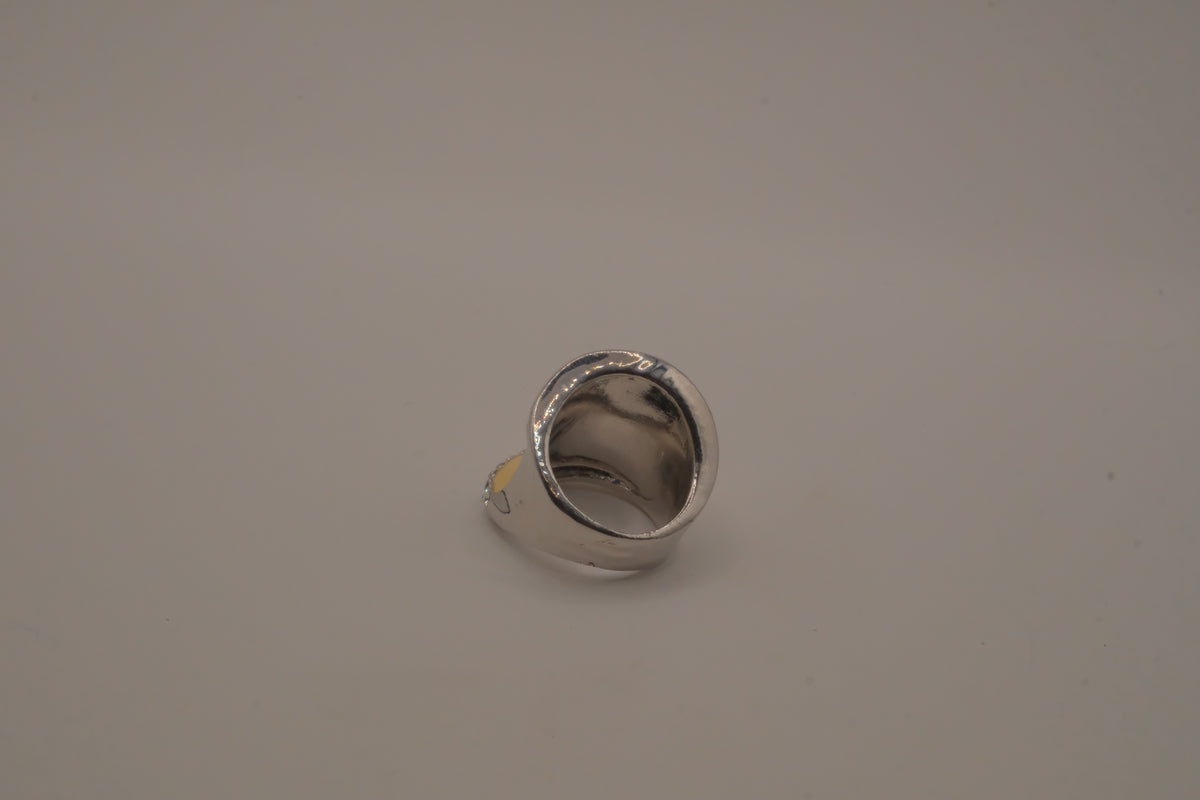 Vintage Cream enamel statement ring