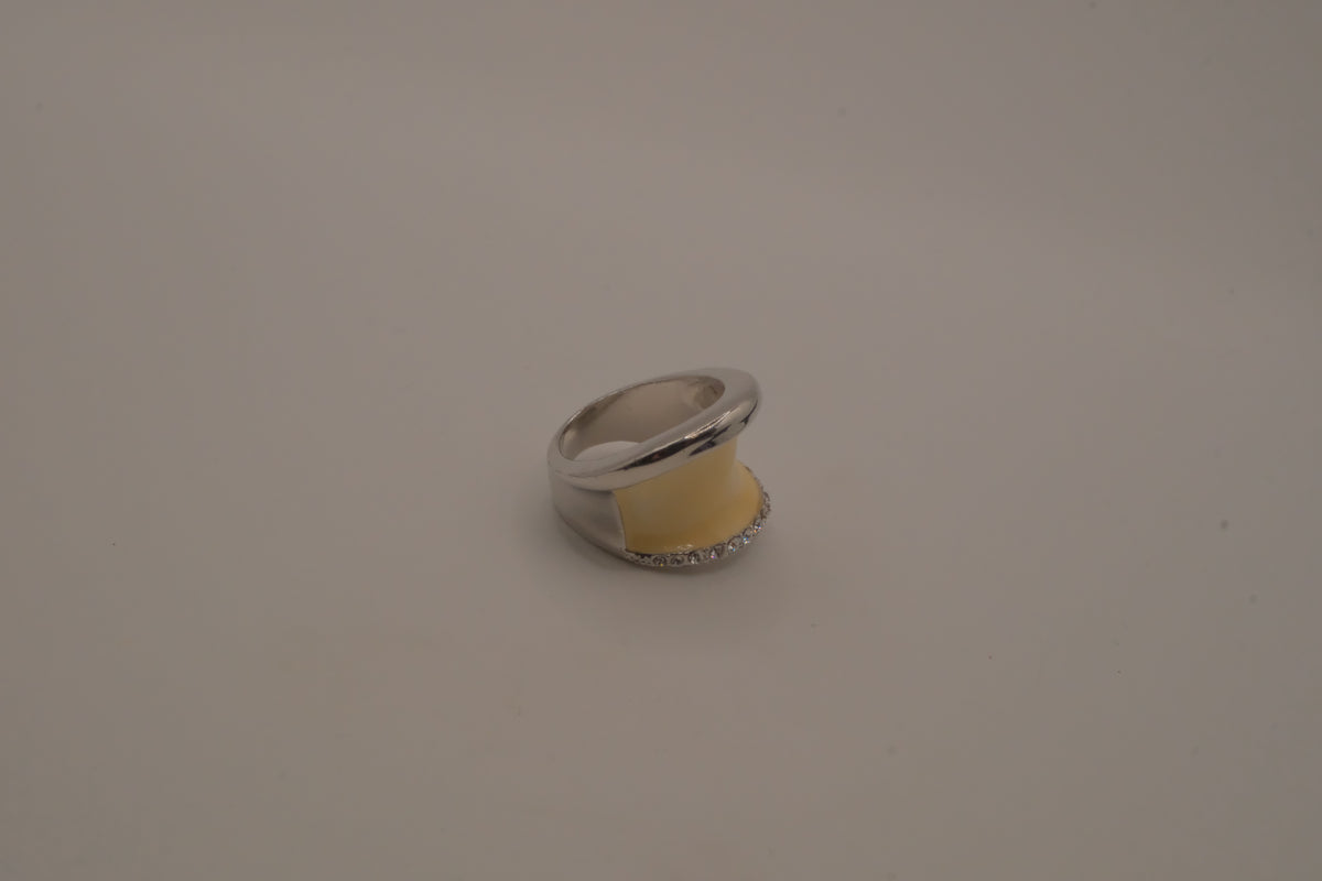 Vintage Cream enamel statement ring