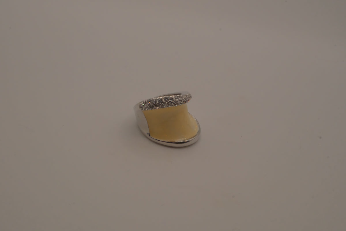 Vintage Cream enamel statement ring