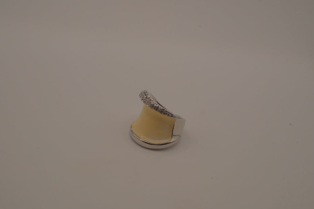 Vintage Cream enamel statement ring