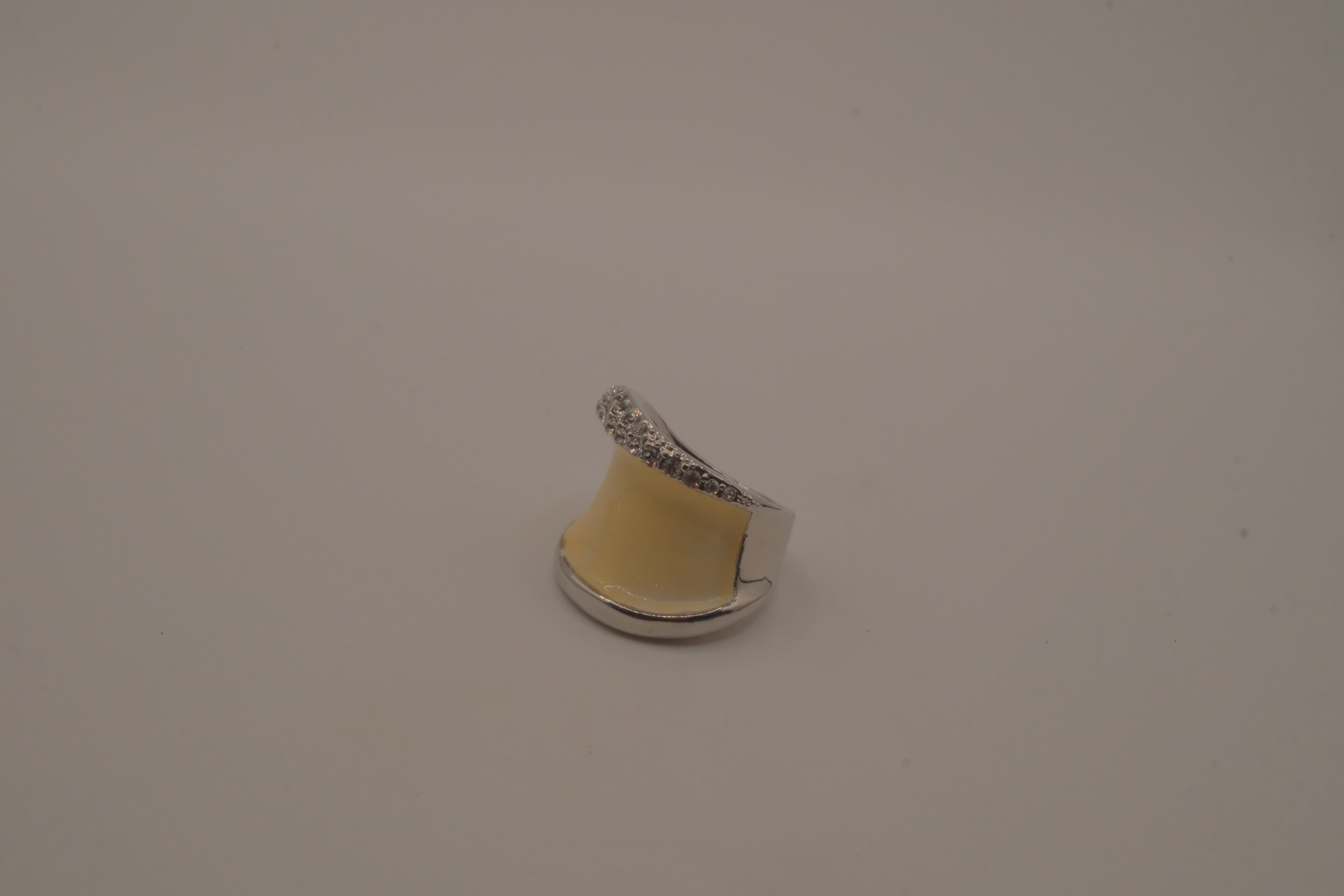 Vintage Cream enamel statement ring