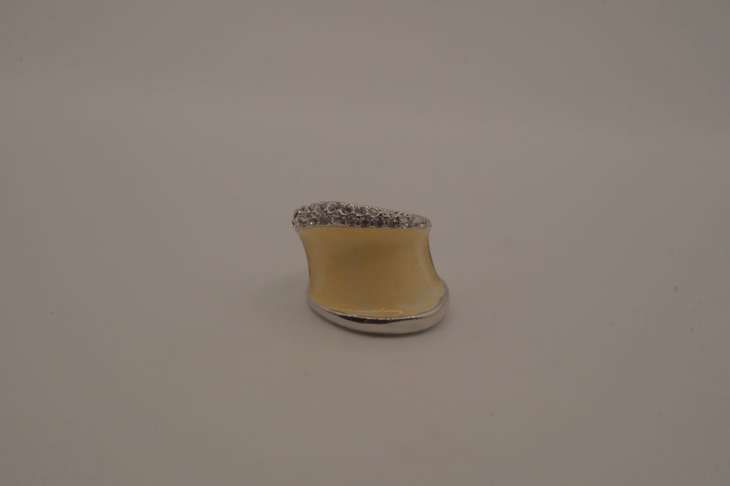Vintage Cream enamel statement ring