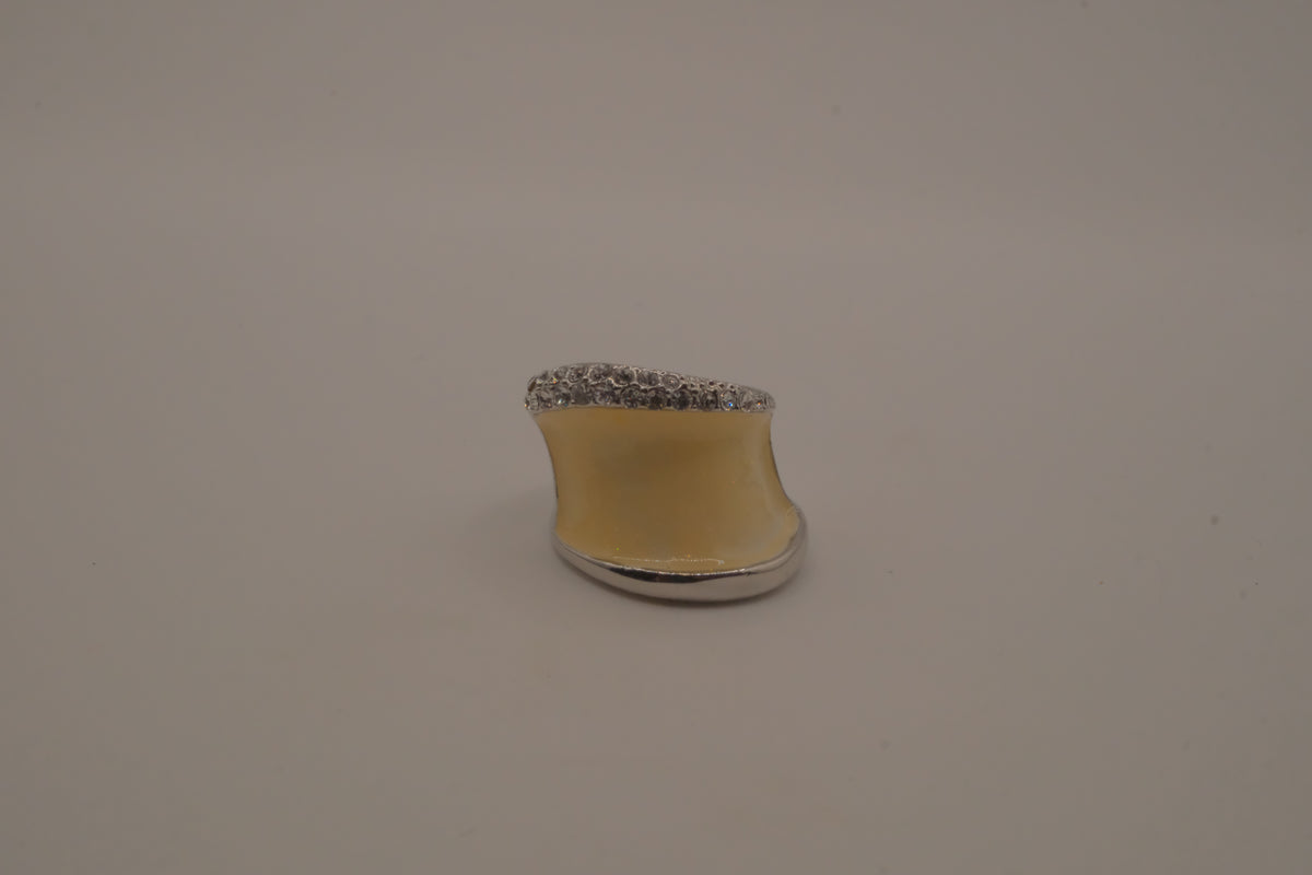 Vintage Cream enamel statement ring