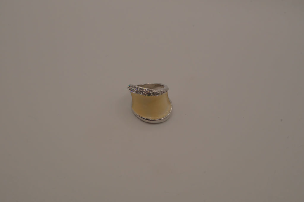Vintage Cream enamel statement ring