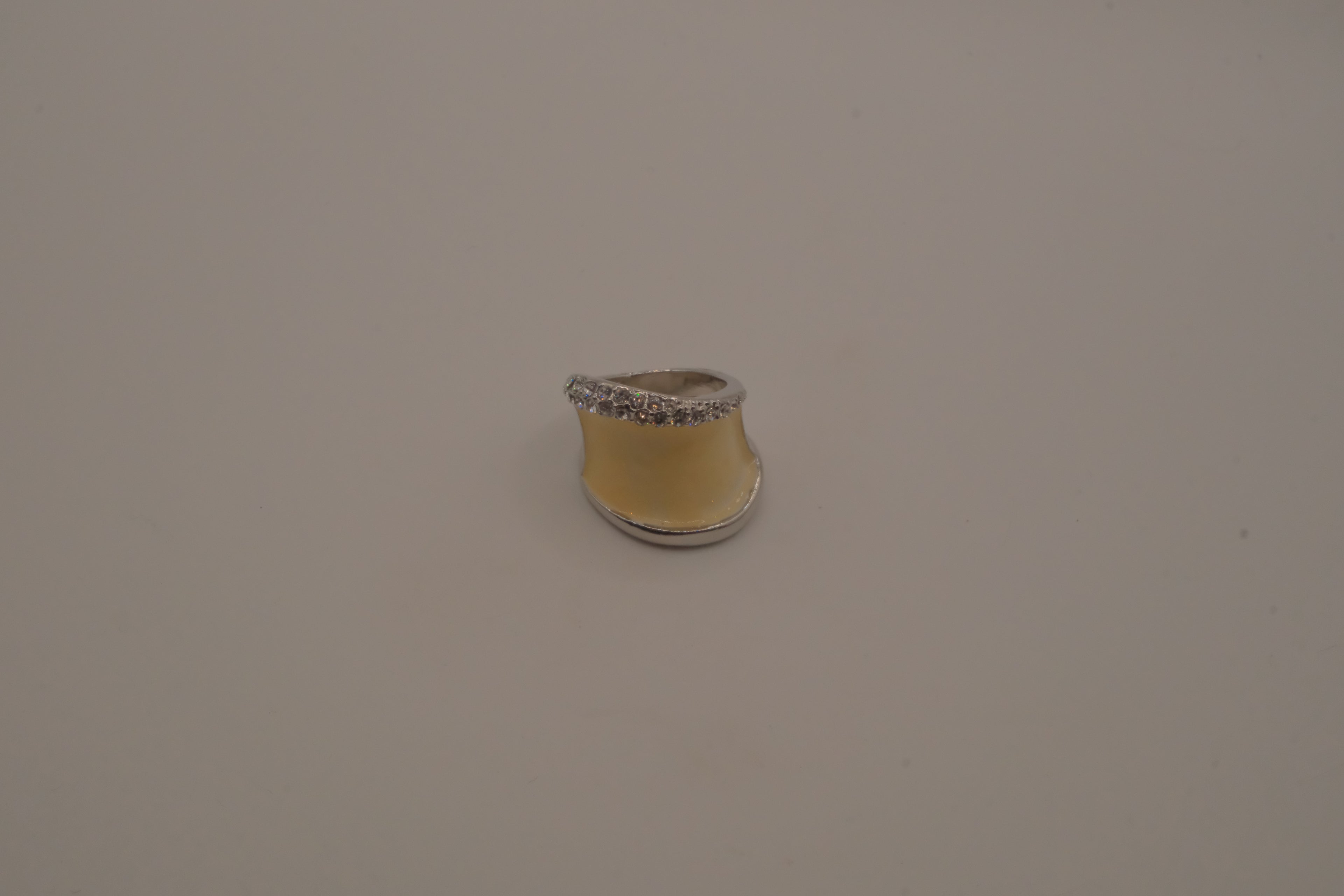 Vintage Cream enamel statement ring