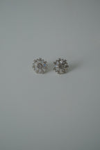 Sterling Silver Sunflower Baguette Studs