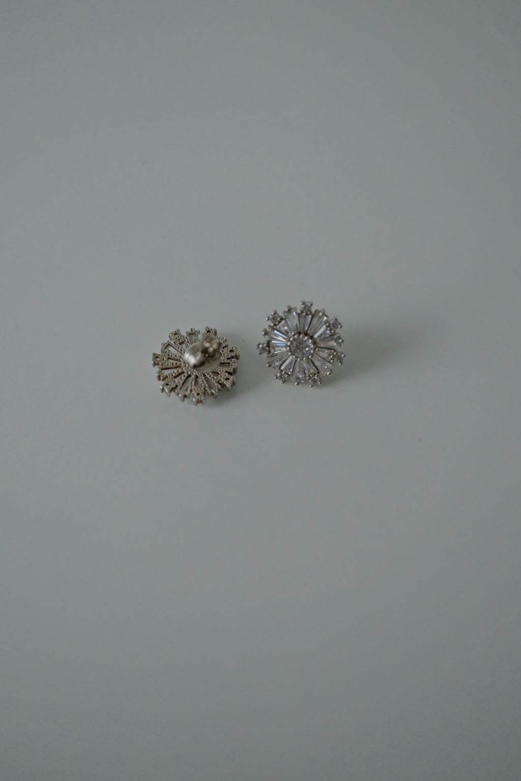 Sterling Silver Sunflower Baguette Studs