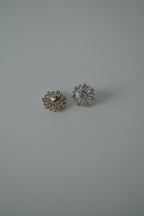 Sterling Silver Sunflower Baguette Studs