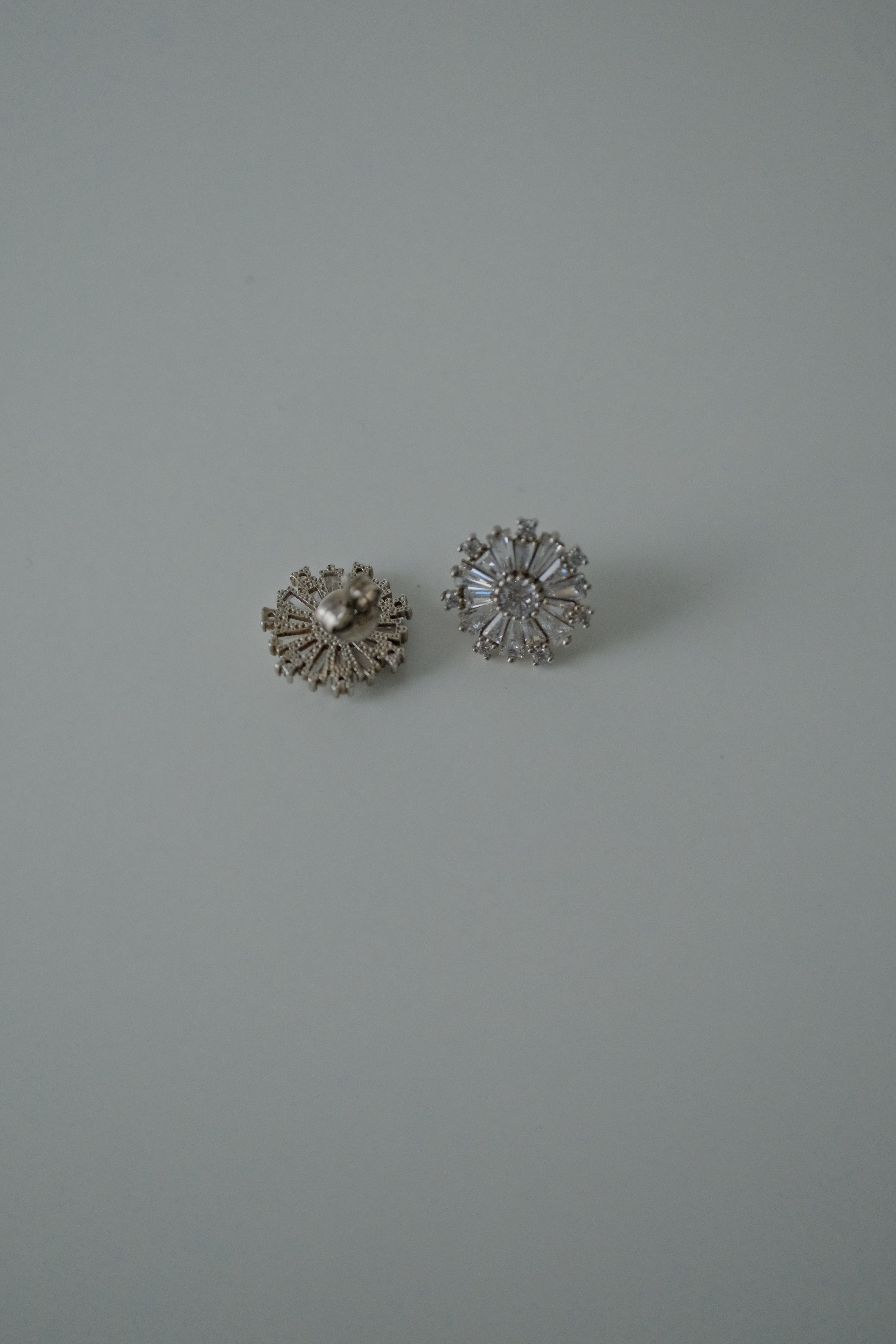Sterling Silver Sunflower Baguette Studs