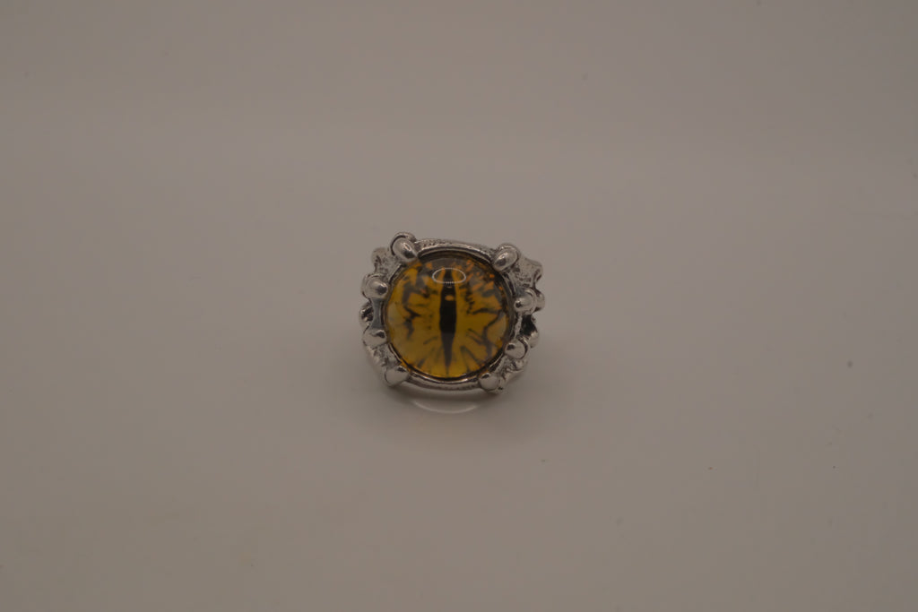 Dragon or demon eye Yellow Goth ring