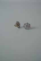 Sterling Silver Sunflower Baguette Studs