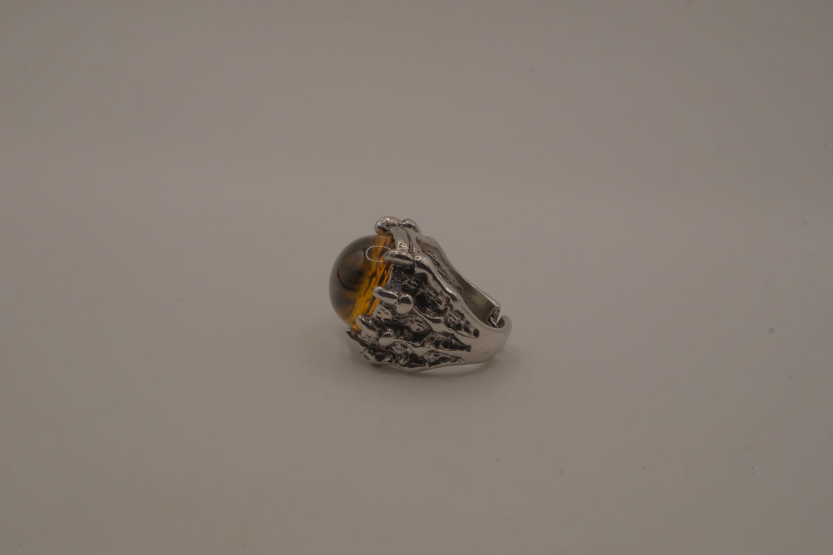 Dragon or demon eye Yellow Goth ring