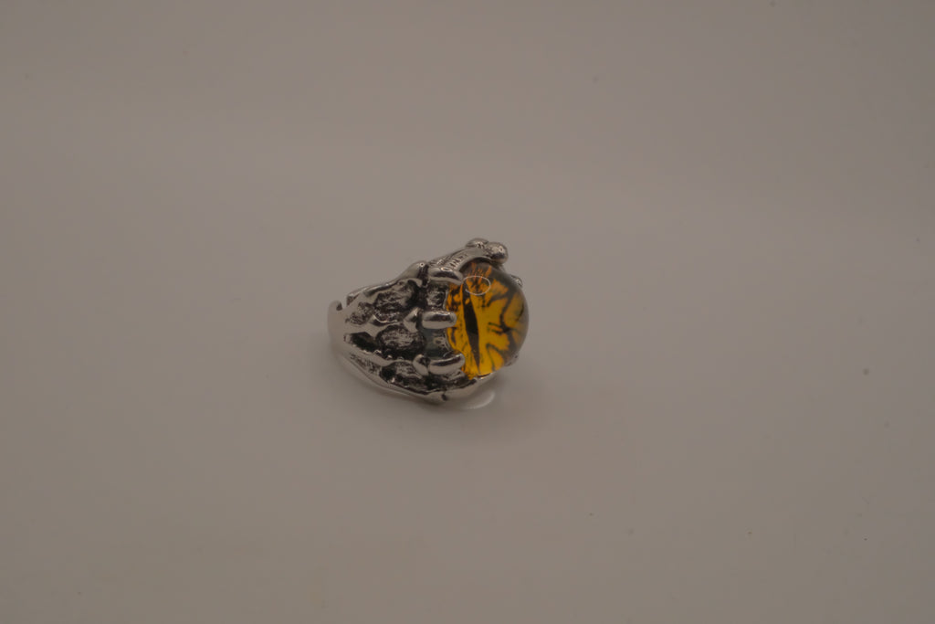Dragon or demon eye Yellow Goth ring
